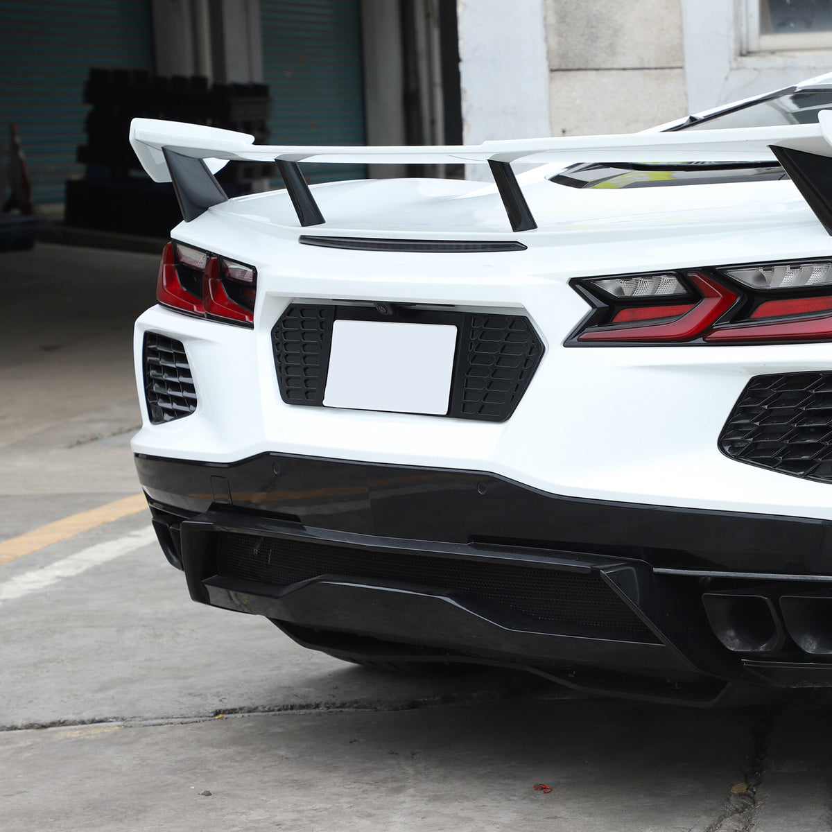 Glossy Black Alloy Rear License Plate Filler Panel Trim for Corvette C8 2020+ 14