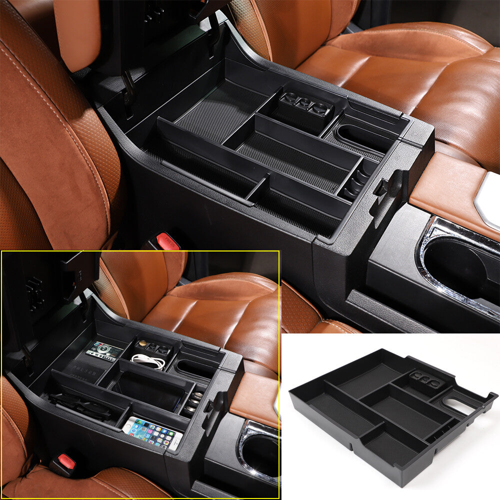 Black ABS Center Armrest Divider Storage Box For Toyota Tundra 2007-2021 1