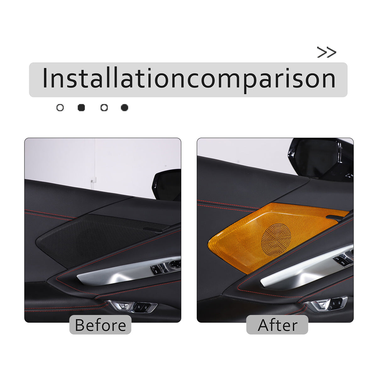 Yellow Real Carbon Fiber Door Sound Speaker Cover Trim For C8 Corvette 1LT 2026 13