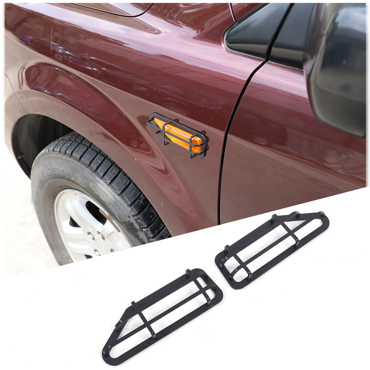 Black Steel Front Turn Signal Light Cover Trim For Honda Pilot 2003-2008 1
