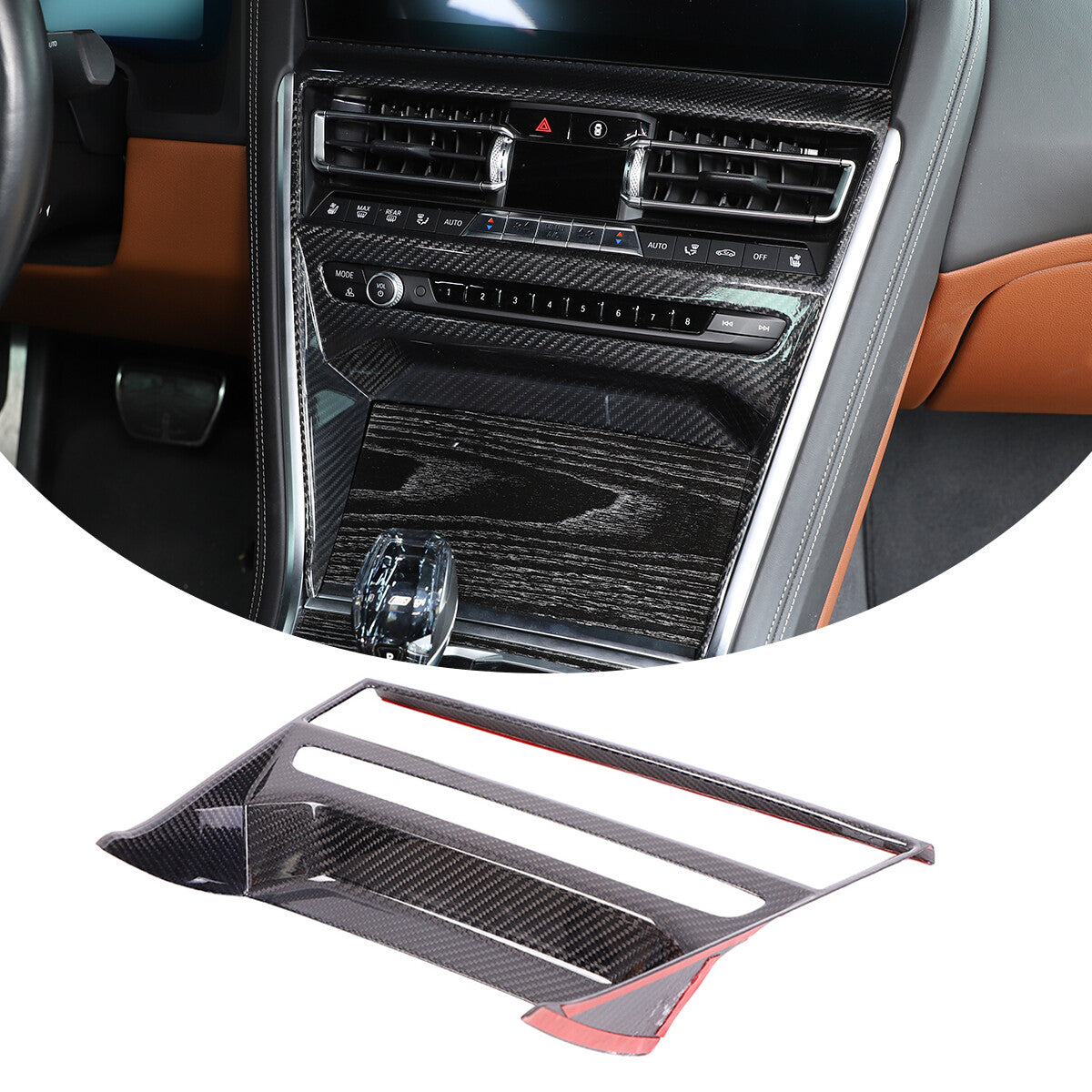 Carbon Interior CD Panel Decor Cover Trim For BMW 8 Series G14 15 16 2019-22 2