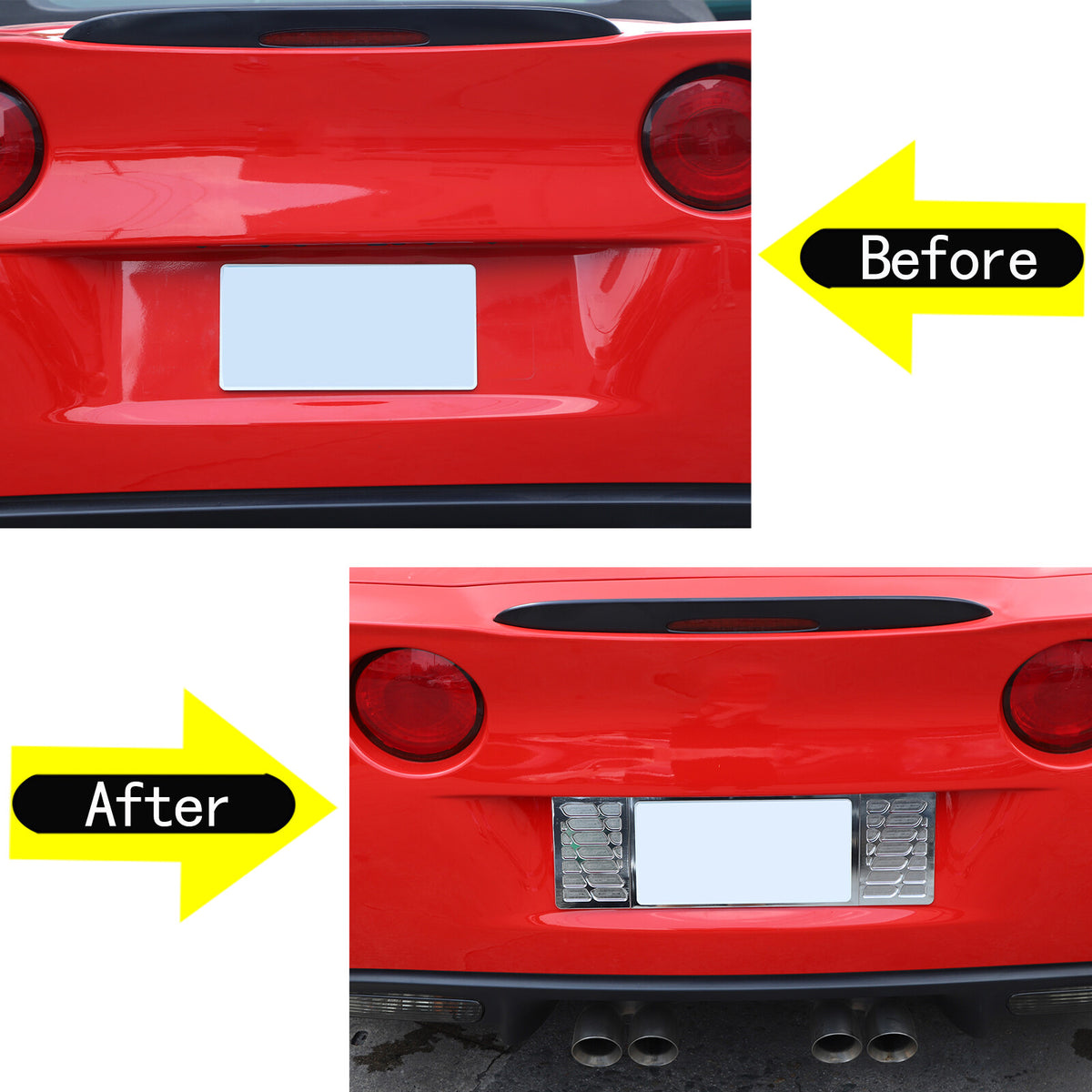 Silver Aluminum alloy Rear License Plate Frame Trim For Corvette C6 2005-13 3
