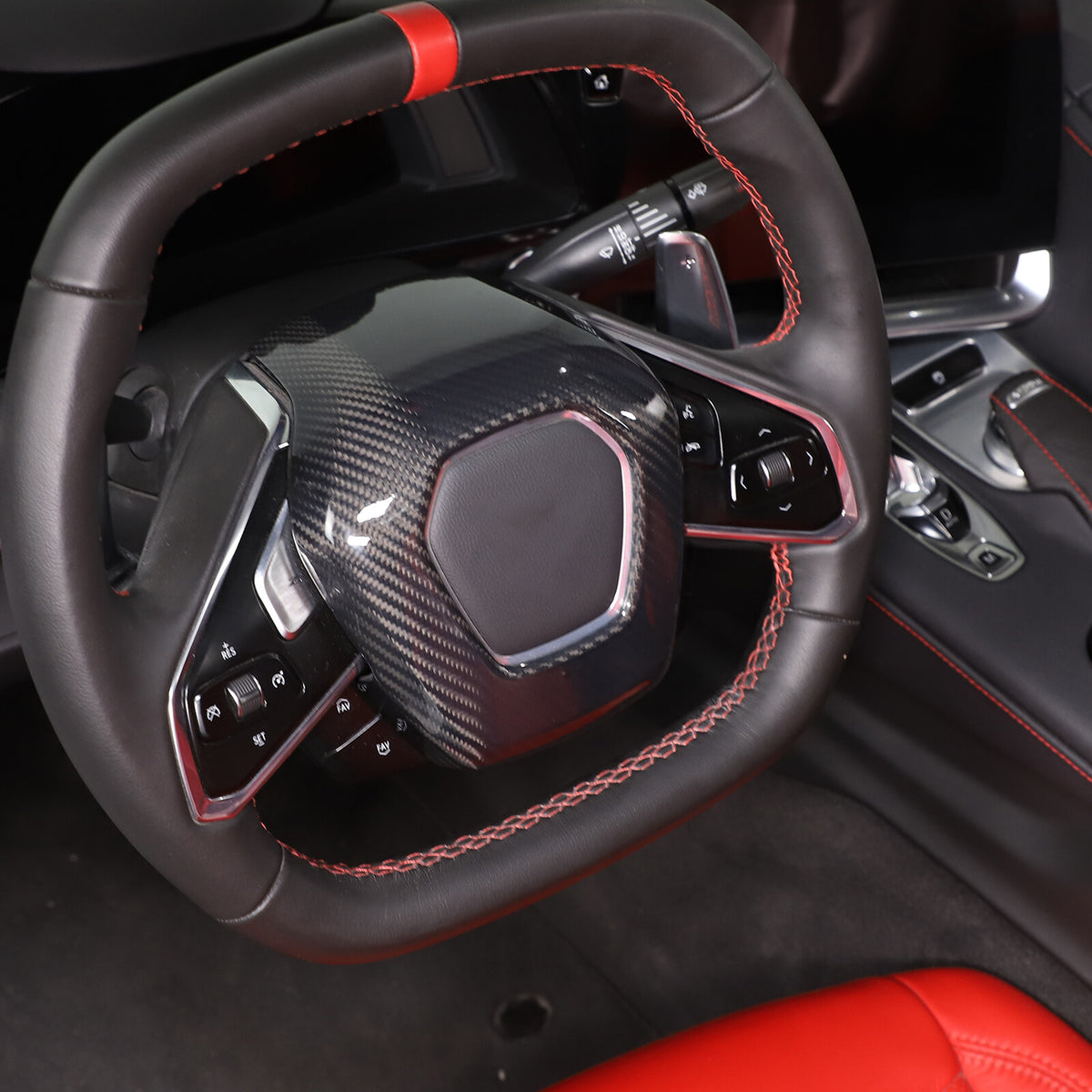 For C8 Corvette Carbon Fiber Steering Wheel Center Surround Cover 2020 - 2026 11