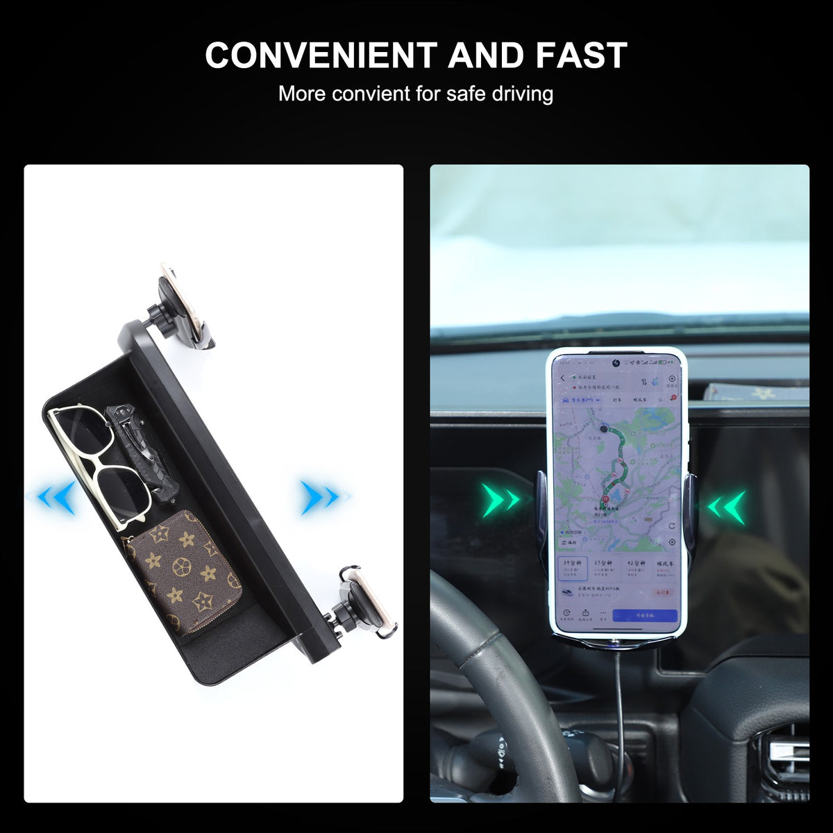 Wireless Charging Phone Holder Storage Box Tray For Toyota Prado LC250 2024+ 8