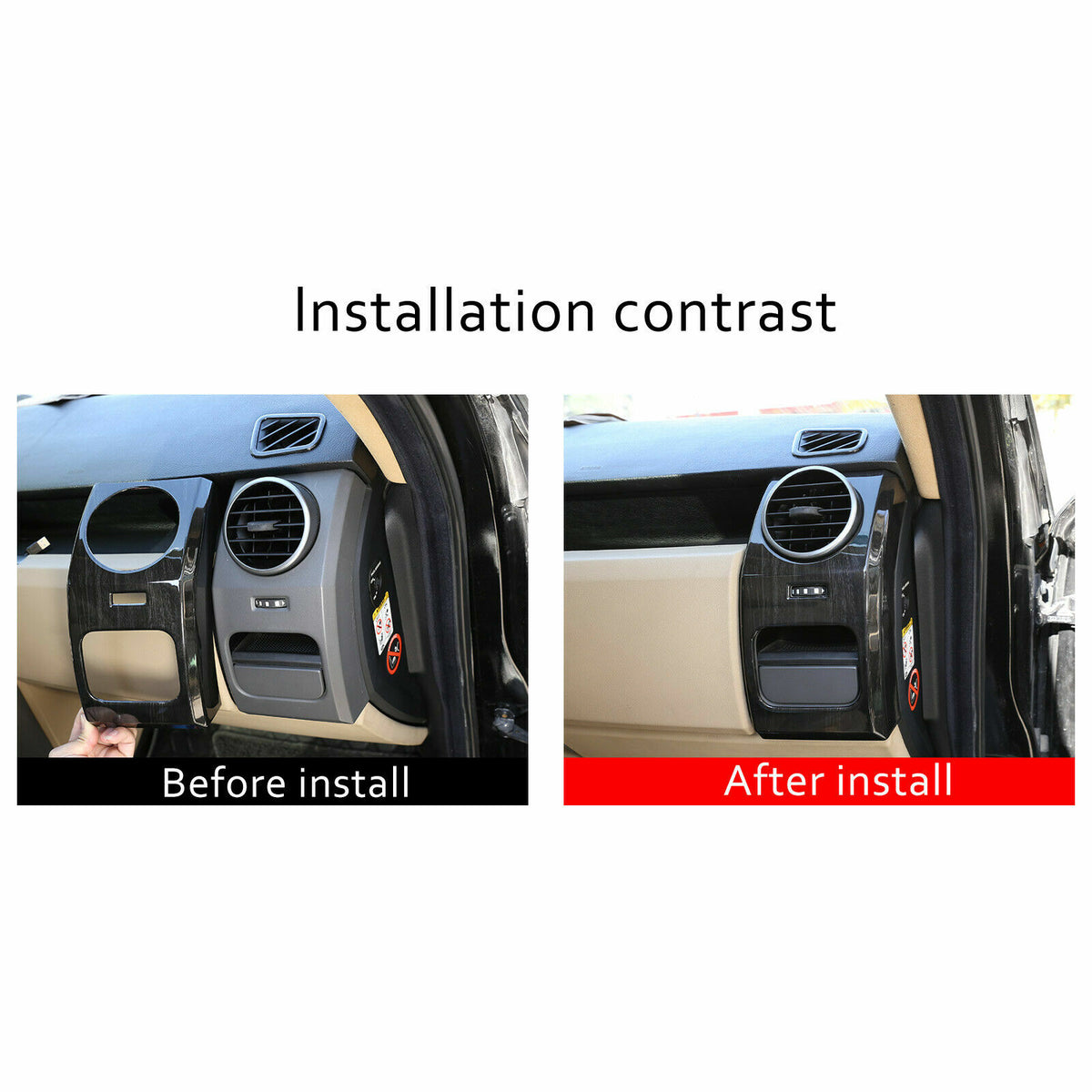 Black Wood Grain Dashboard Side Air Vent Cover Trim For LR Discovery 3 04-09 2