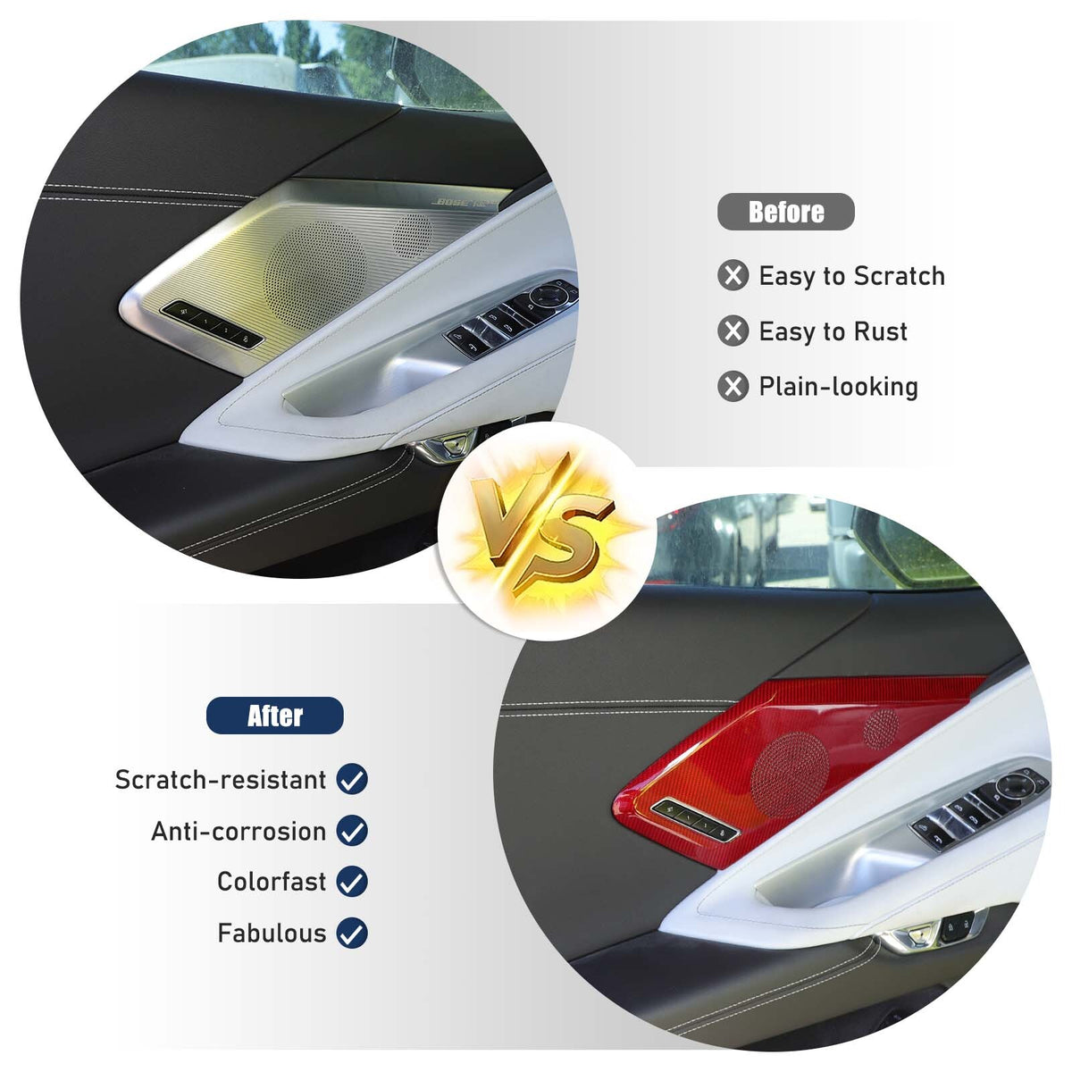 Red Carbon Door Sound Speaker Cover Trim For Corvette C8 2020 2021 2026 2026 4