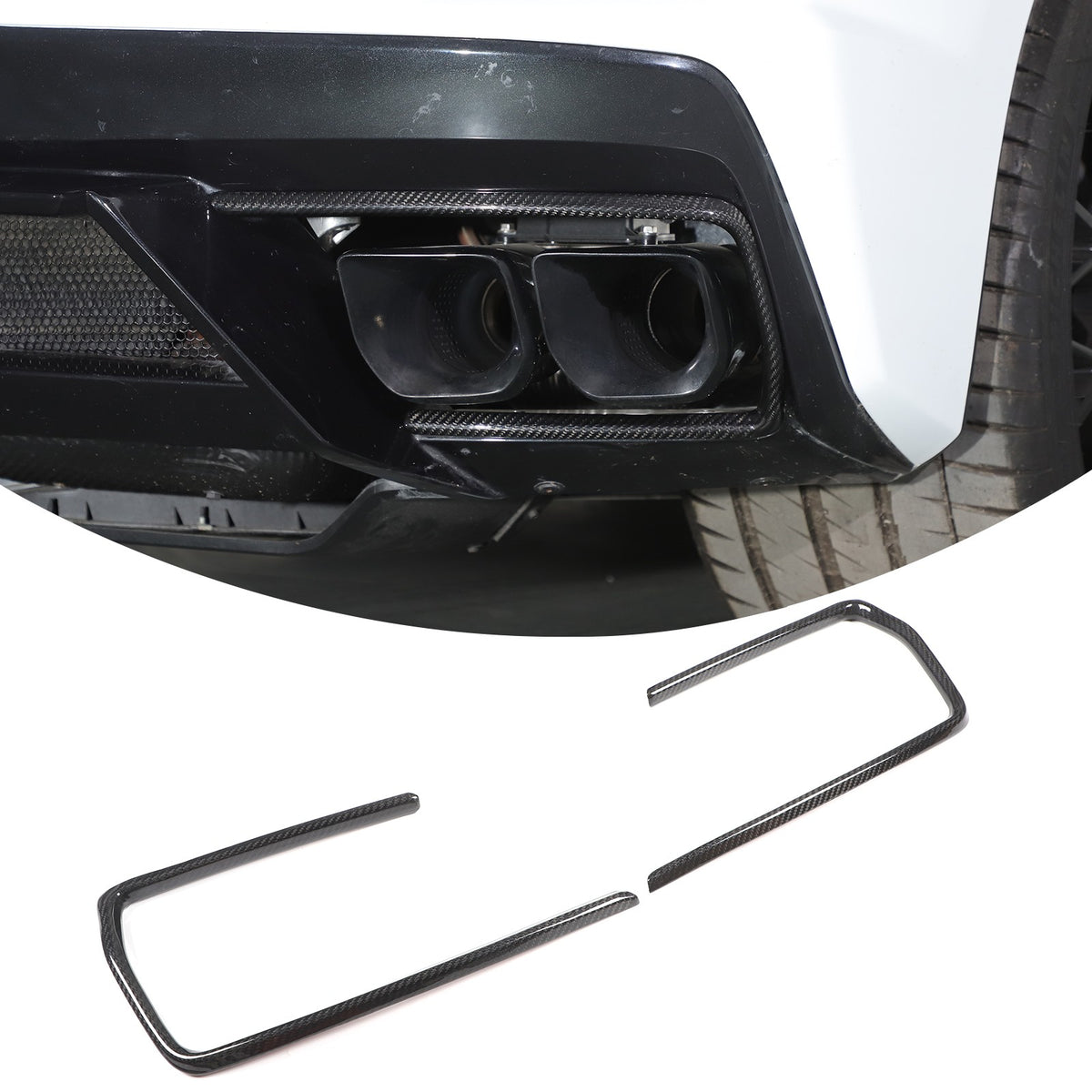 Real Dry Carbon Fiber Rear Tailpipe Trim Ring Cover For Corvette C8 2020+ 17