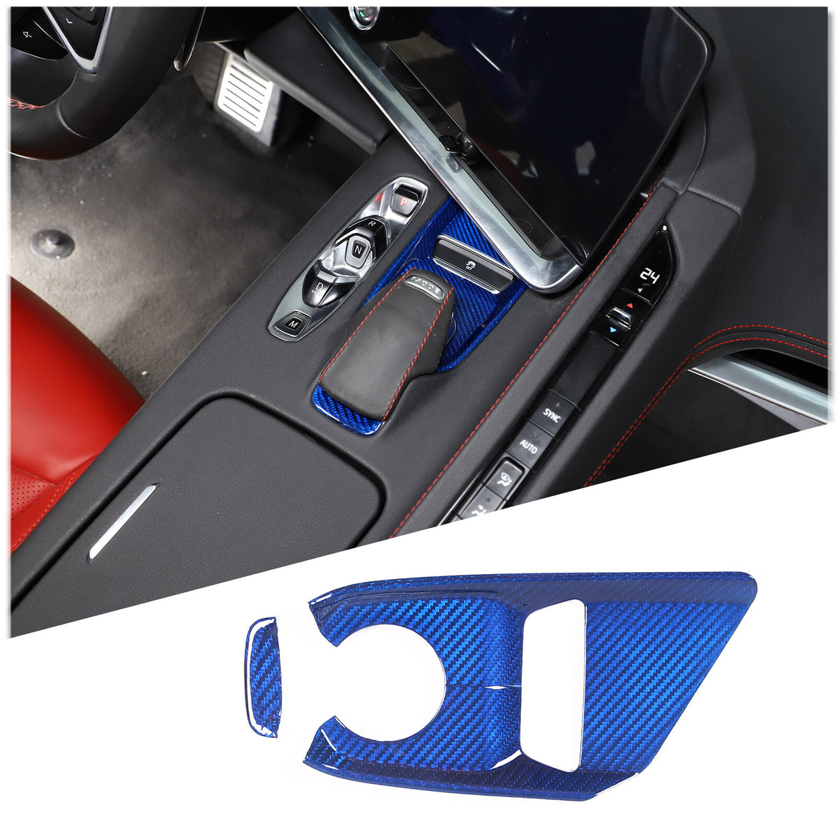 Blue Real Carbon Fiber Full Interior Set Decor Trim Kit for Corvette C8 20-25 - Variants 6-10 13