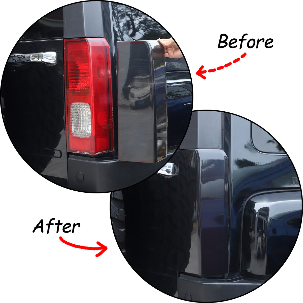 Smoked Black Rear Tail Light Guard Decor Cover Trim Bezels For Hummer H3 2005-09 4