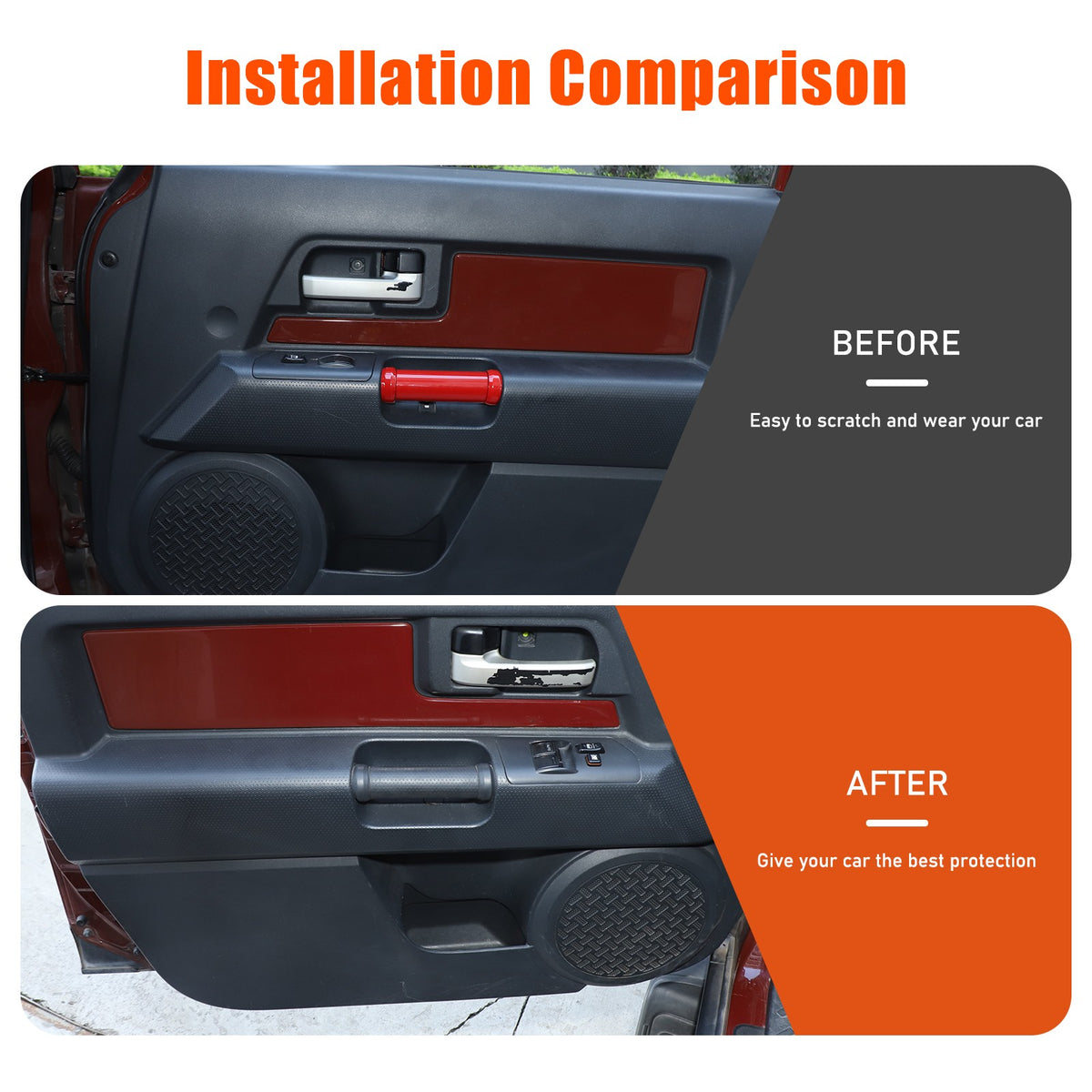 Sport Red Interior Door Panel Handle Trim Cover For Toyota FJ Cruiser 07-21 US 15