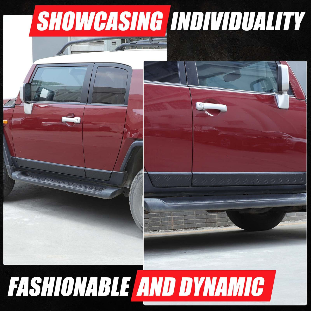 Black Alloy Car Body Door Side Molding Trim For Toyota FJ Cruiser 2007-21 10