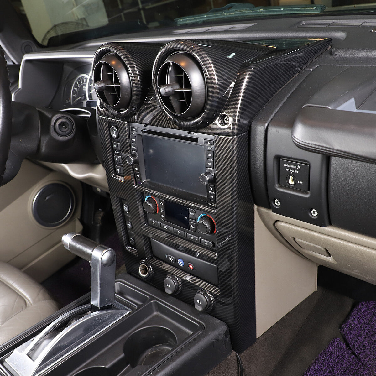 For Hummer H2 2003-2007 Center Air Vent Trim Cover Panel Carbon Fiber Style 5