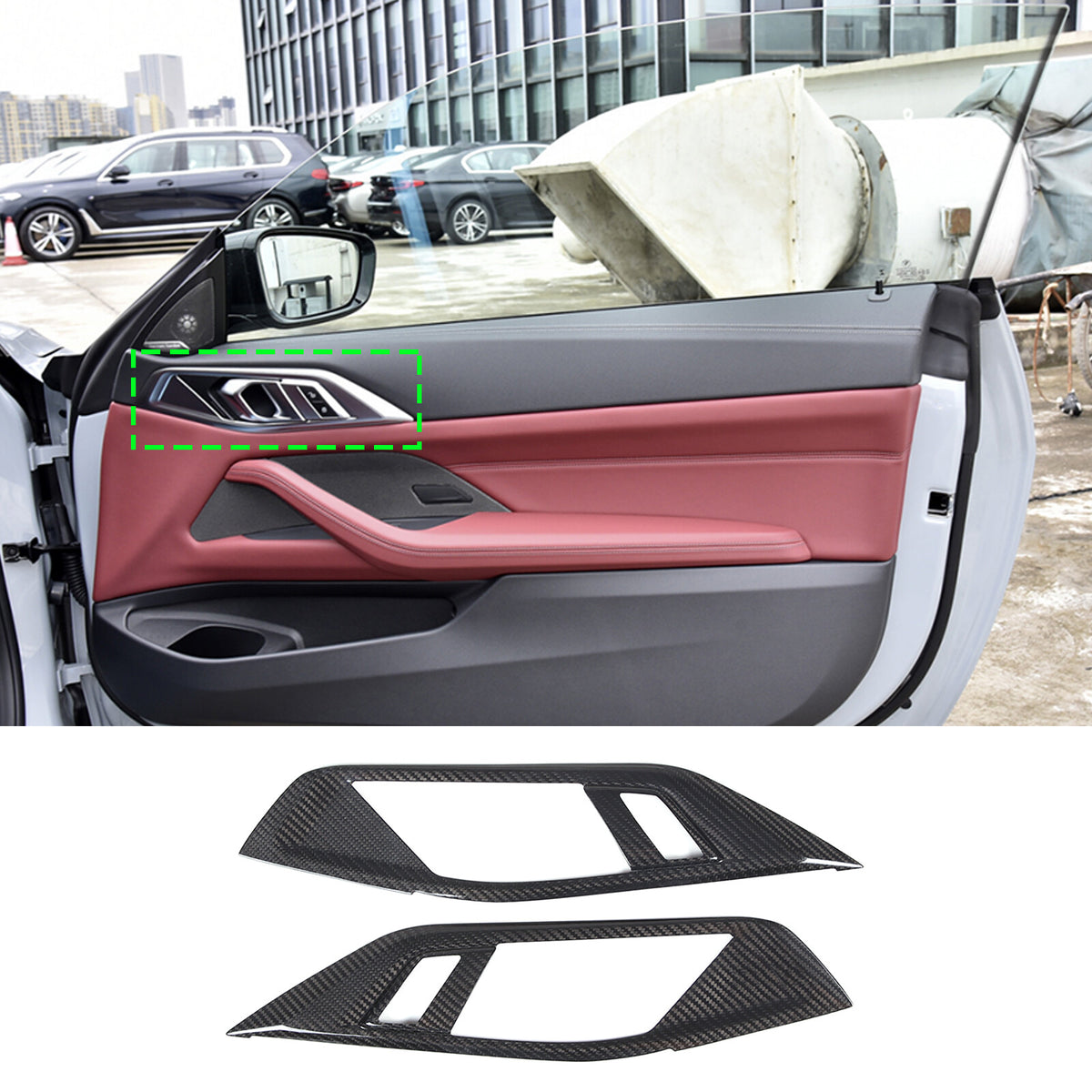 Real Carbon Fiber Inner Door Handle Frame Cover Trim For BMW 4 430i M 2022+ 8