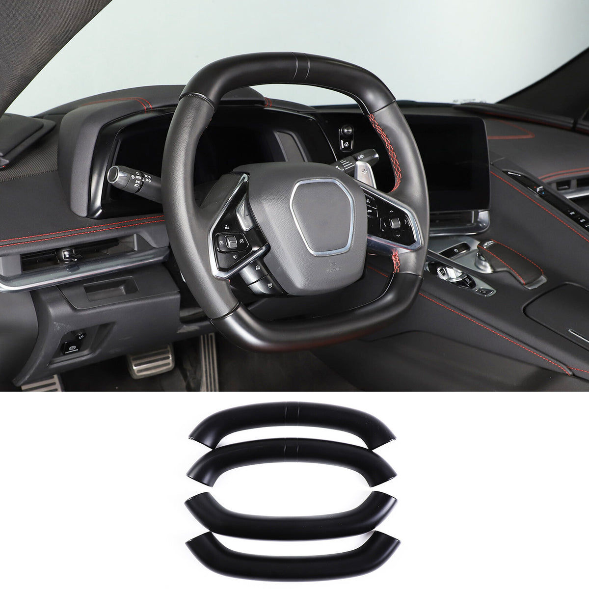 Matte Black ABS Full Interior Set Cover Trim Kit For Corvette C8 2020-25 - Styles 26-28 8
