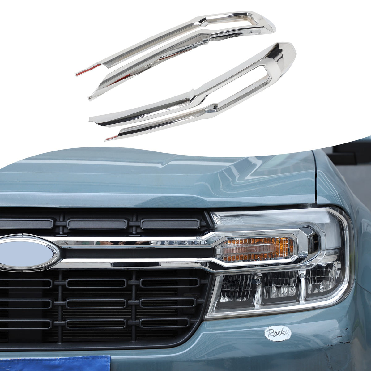 Glossy Piano Black Front Grille Cross Bar Trim For Ford Maverick 2022-2024 10