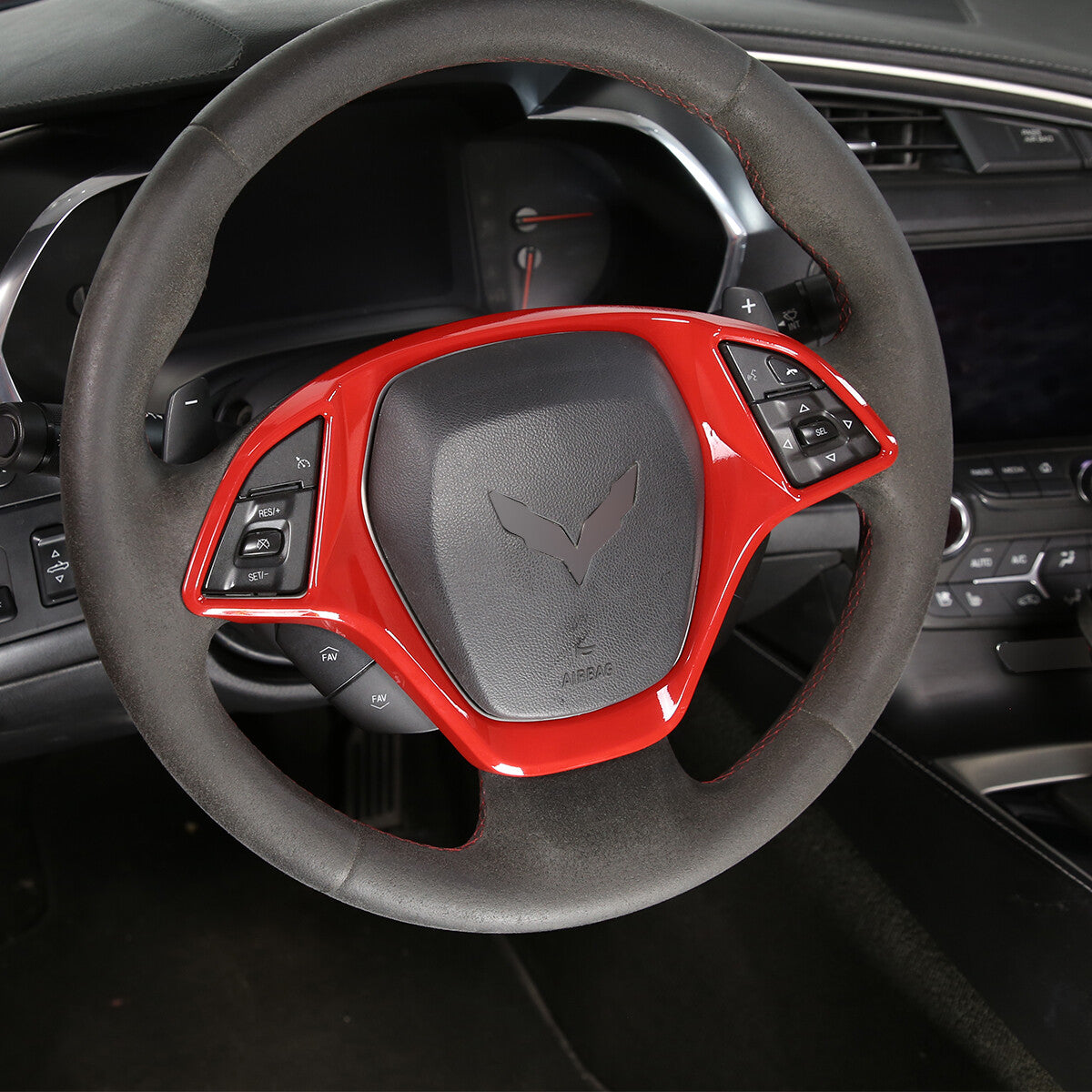 Sports Red ABS Interior Decoration Cover Trim Kit For Corvette C7 2014-19 - Styles 1-5 7