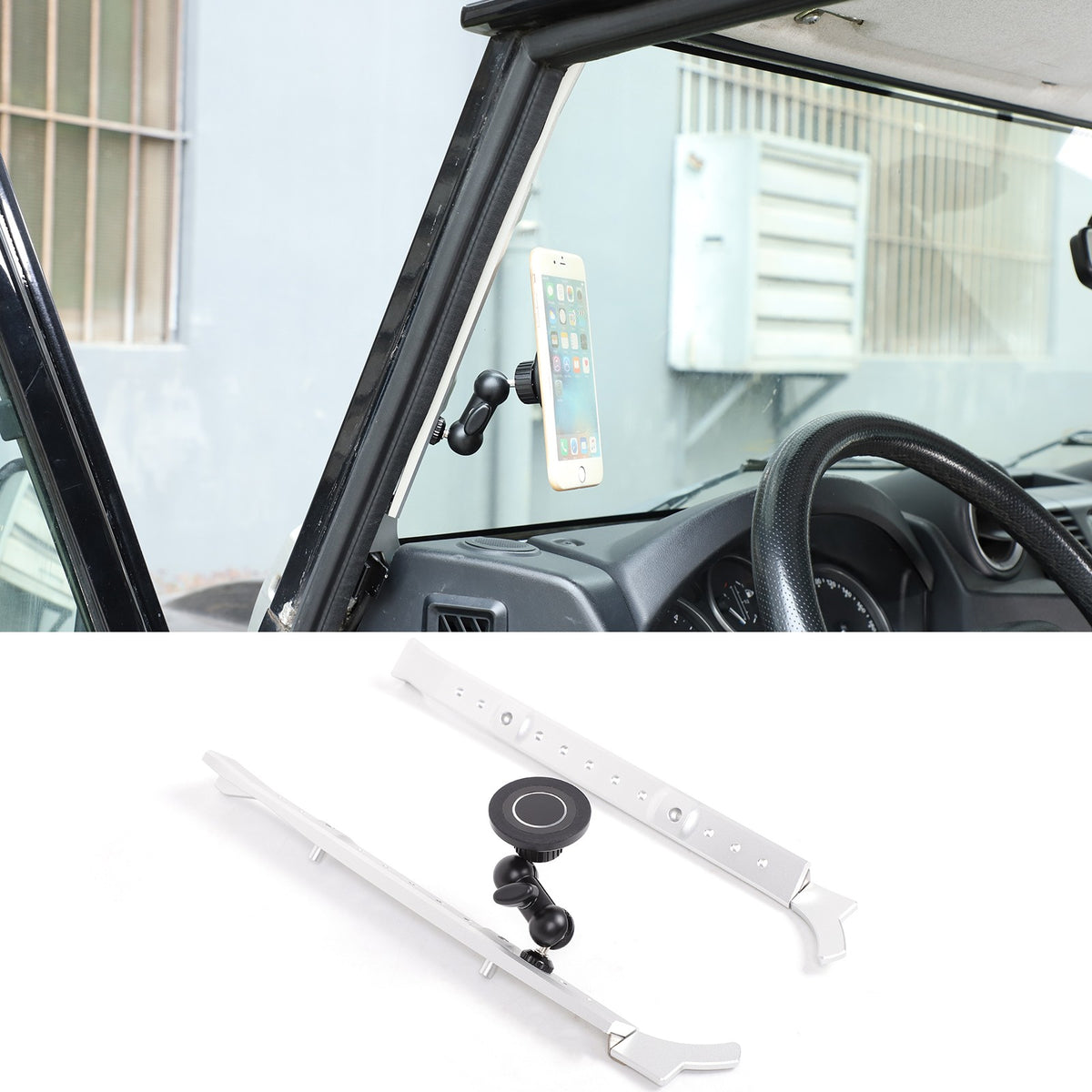 Silver A-Pillar Mount Bracket Holder For Land Rover Defender L316 2004-2018 2