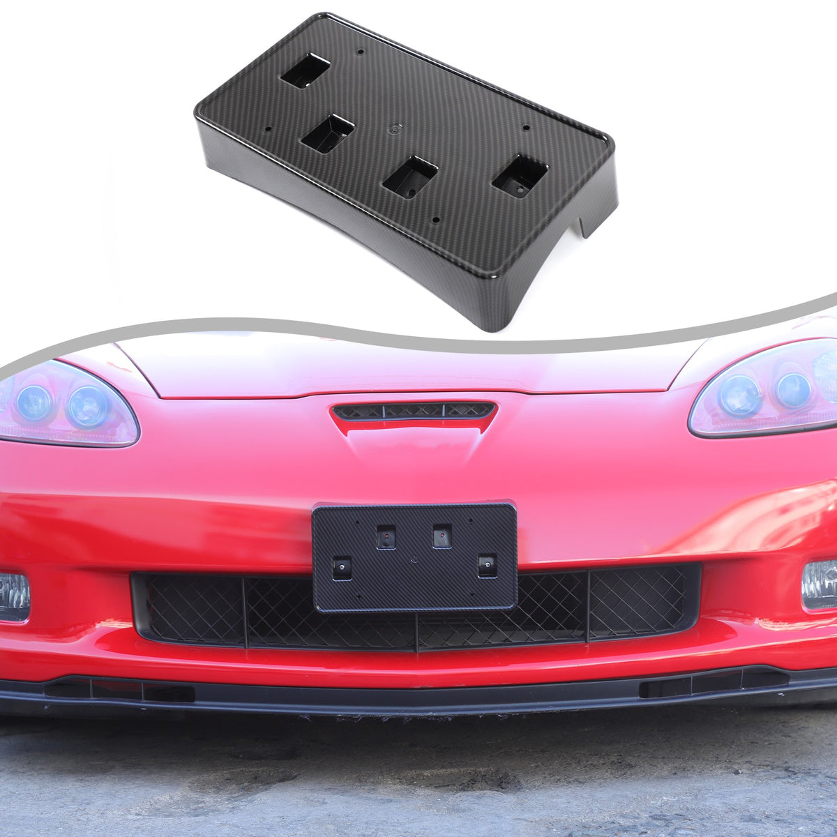 Carbon Fiber Front License Plate Bracket Holder For Corvette C6 05-13 US Version 11