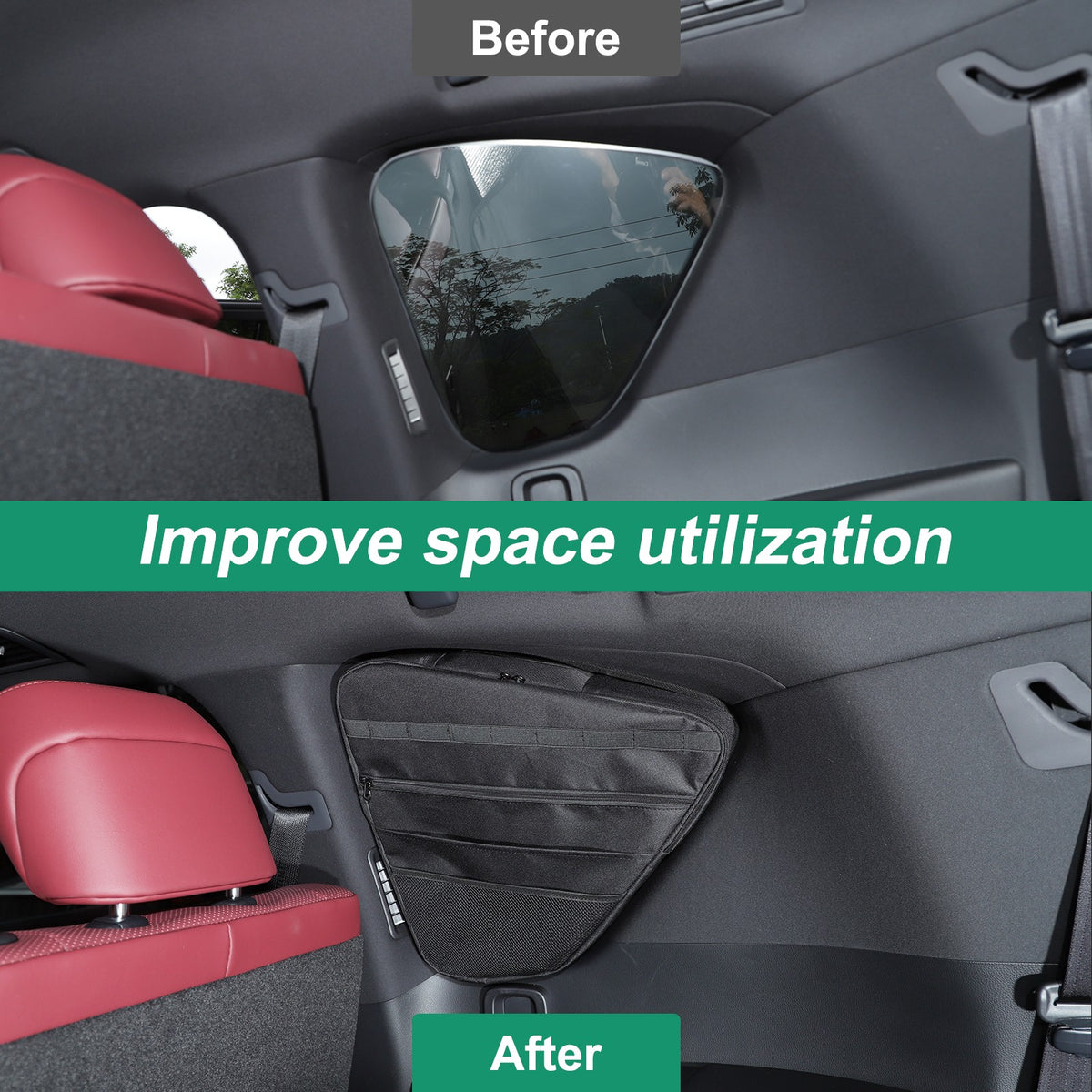 Rear Trunk Cargo Side Window Organizer Storage Pouch For Lexus LX 2022+ 12