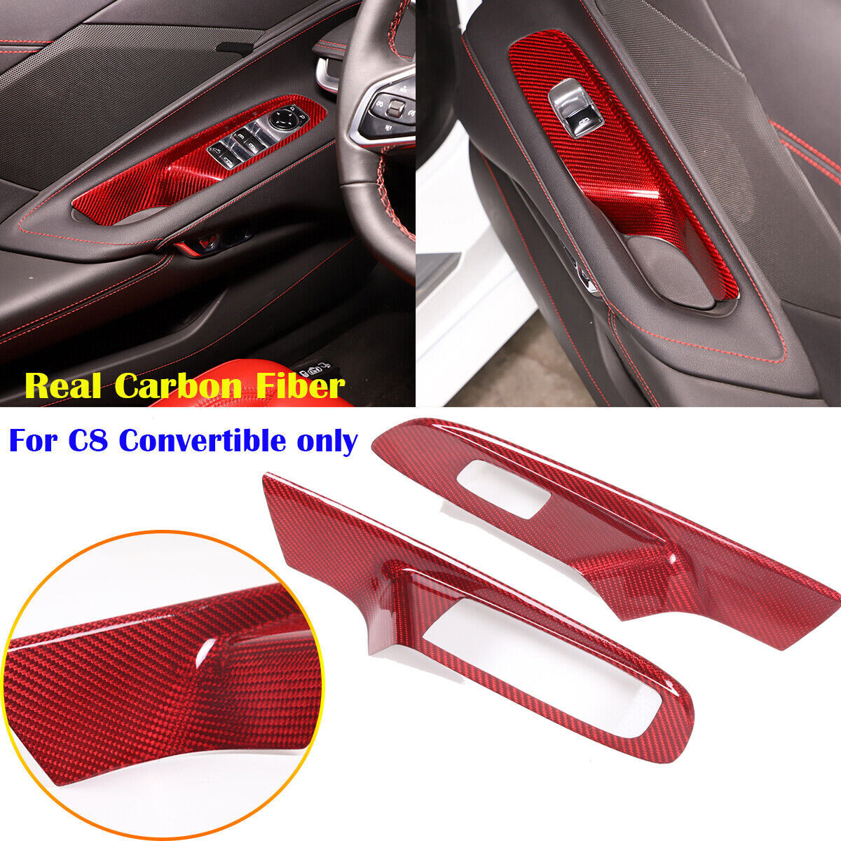 Red Real Carbon Fiber Interior Full Decor Cover Trim Kit for Corvette C8 2020-25 - Variants 26-30 50