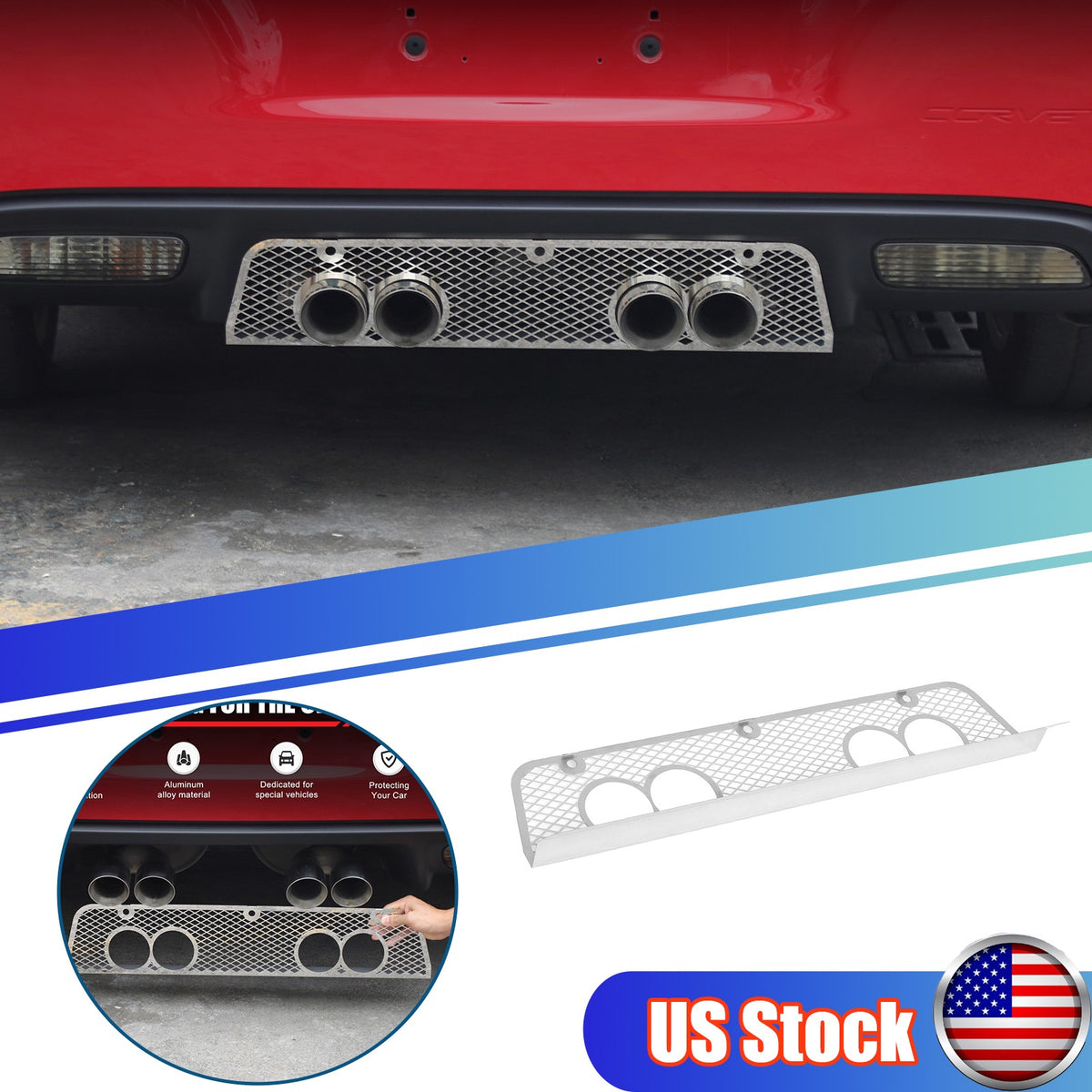 Honeycomb Stainless Steel Exhaust Heat Shield Guard Trim For Corvette C6 2005-13 1