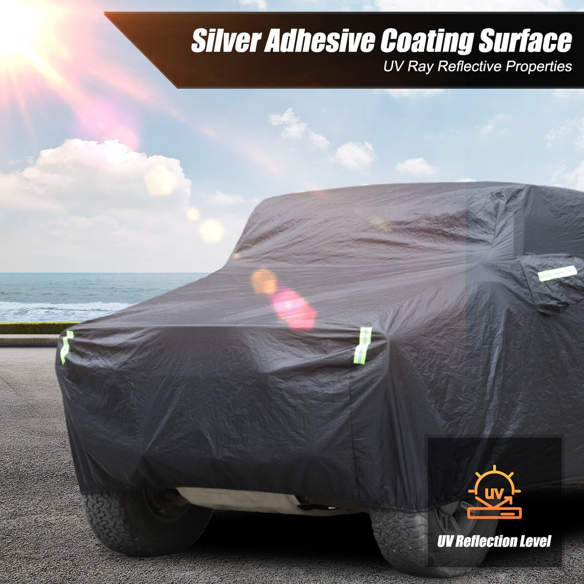 Black Full Car Cover Outdoor Waterproof Sun Car Cover For Hummer H2 2003-2009 5