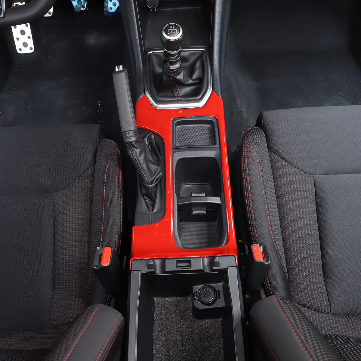 Red ABS Center Console Gear Shift Cup Holder Trim for Subaru WRX VB MT 2022-24 5