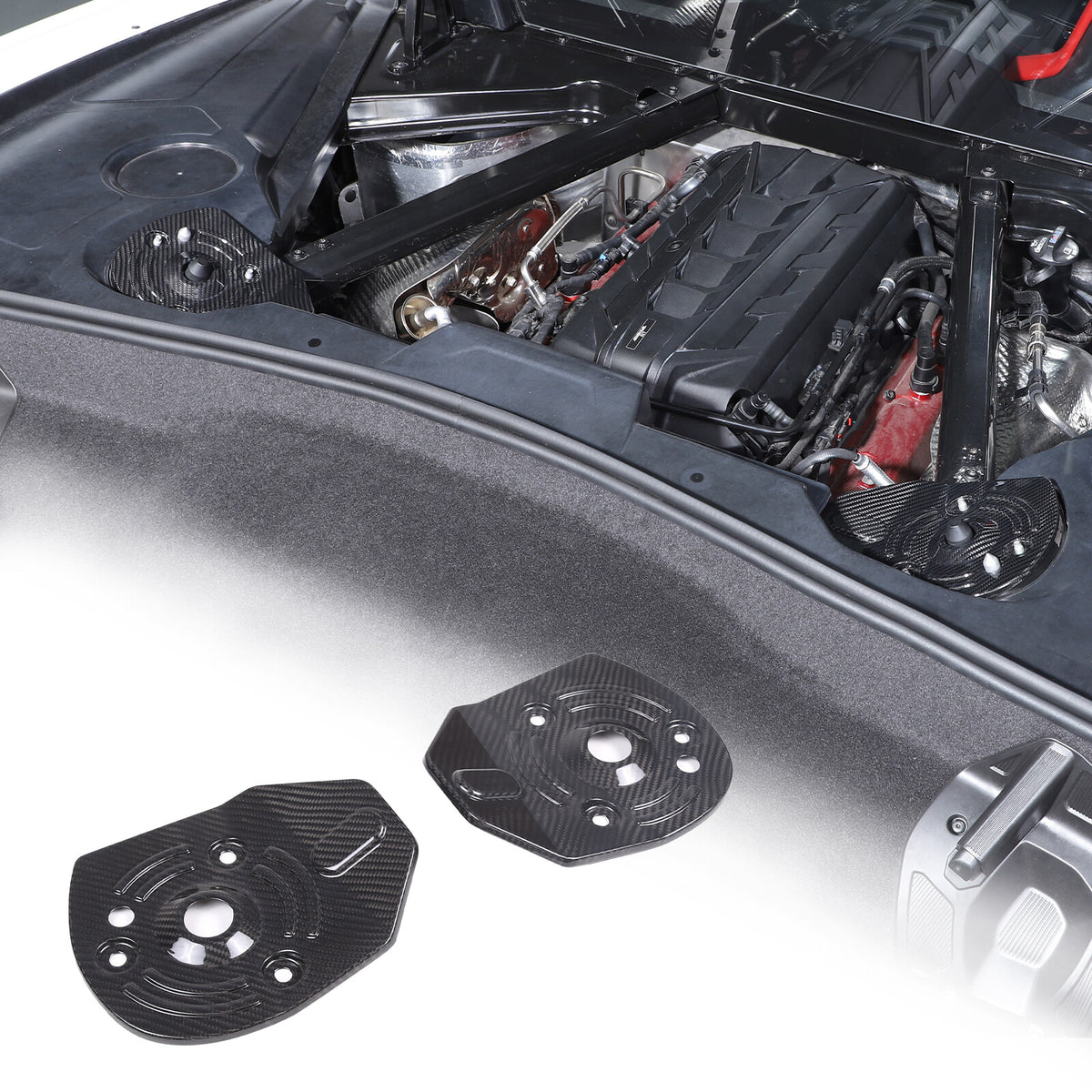 Real Carbon Fiber Engine Bay Shock Tower Cover Trim Fit Corvette C8 2020-2026 17
