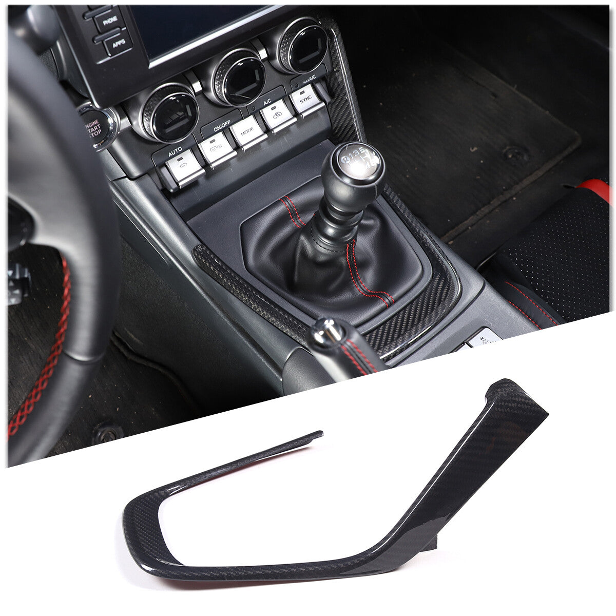 For Subaru BRZ 2022 Center Control Console Gear Shifter Trim Frame Carbon Fiber 2