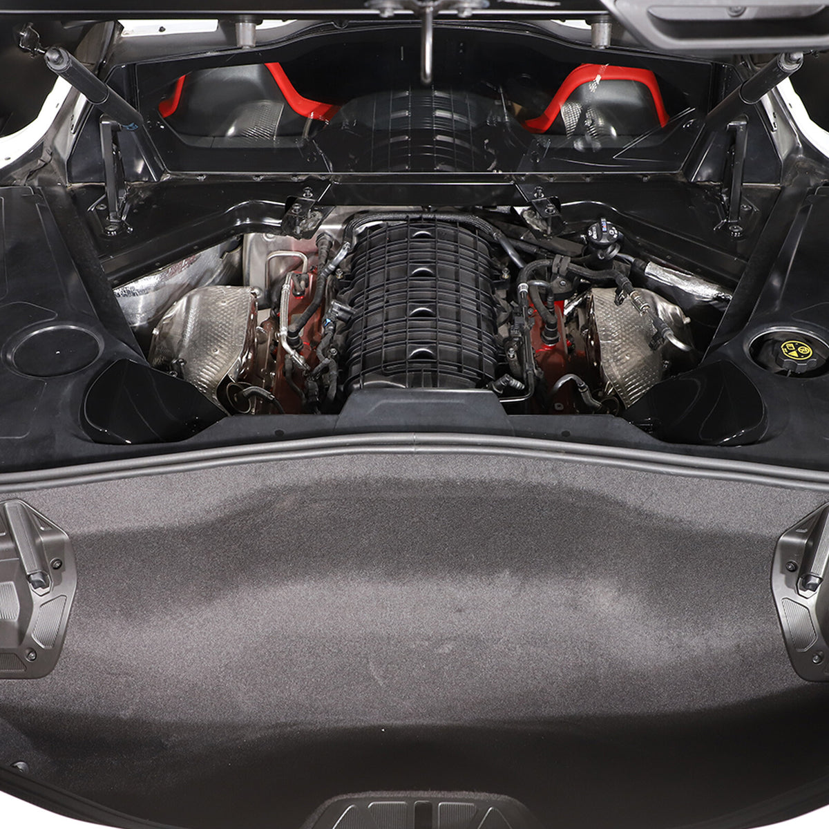 Glossy Black Engine Bay Rear Shock Tower Protective Cover For Corvette C8 20-26 10