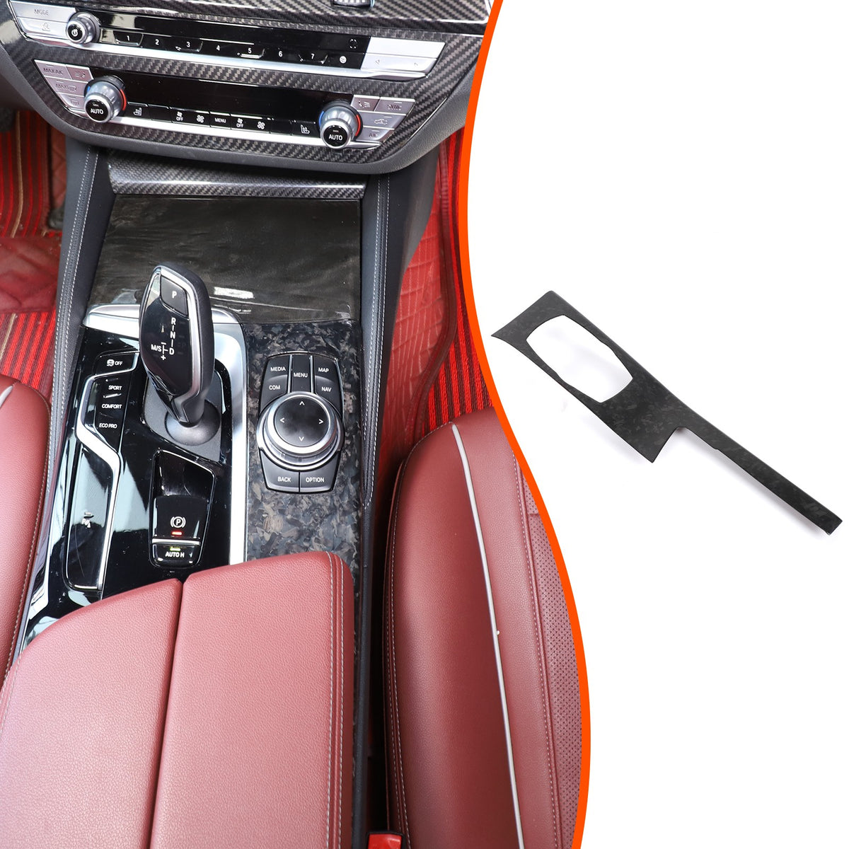 Forged Real Carbon Fiber Center Mode Knob Trim Cover For BMW 5 Series G30 18-22 2