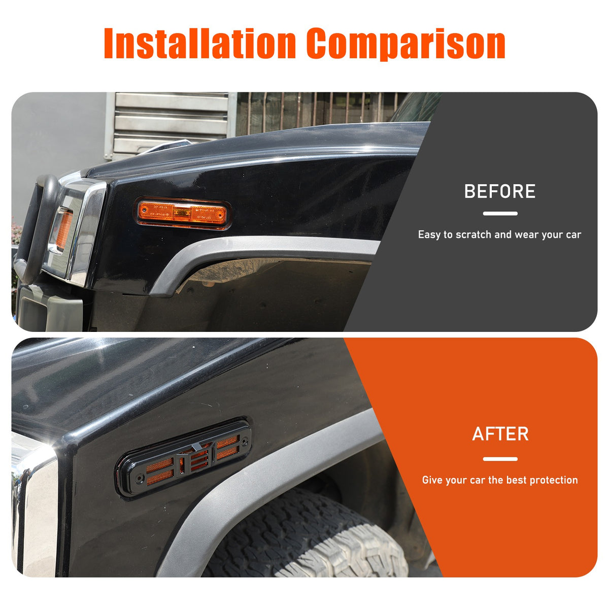 Glossy Piano Black Front Bumper Exterior Trim Cover Set For Hummer H2 2003-2009 - Styles 1-5 8
