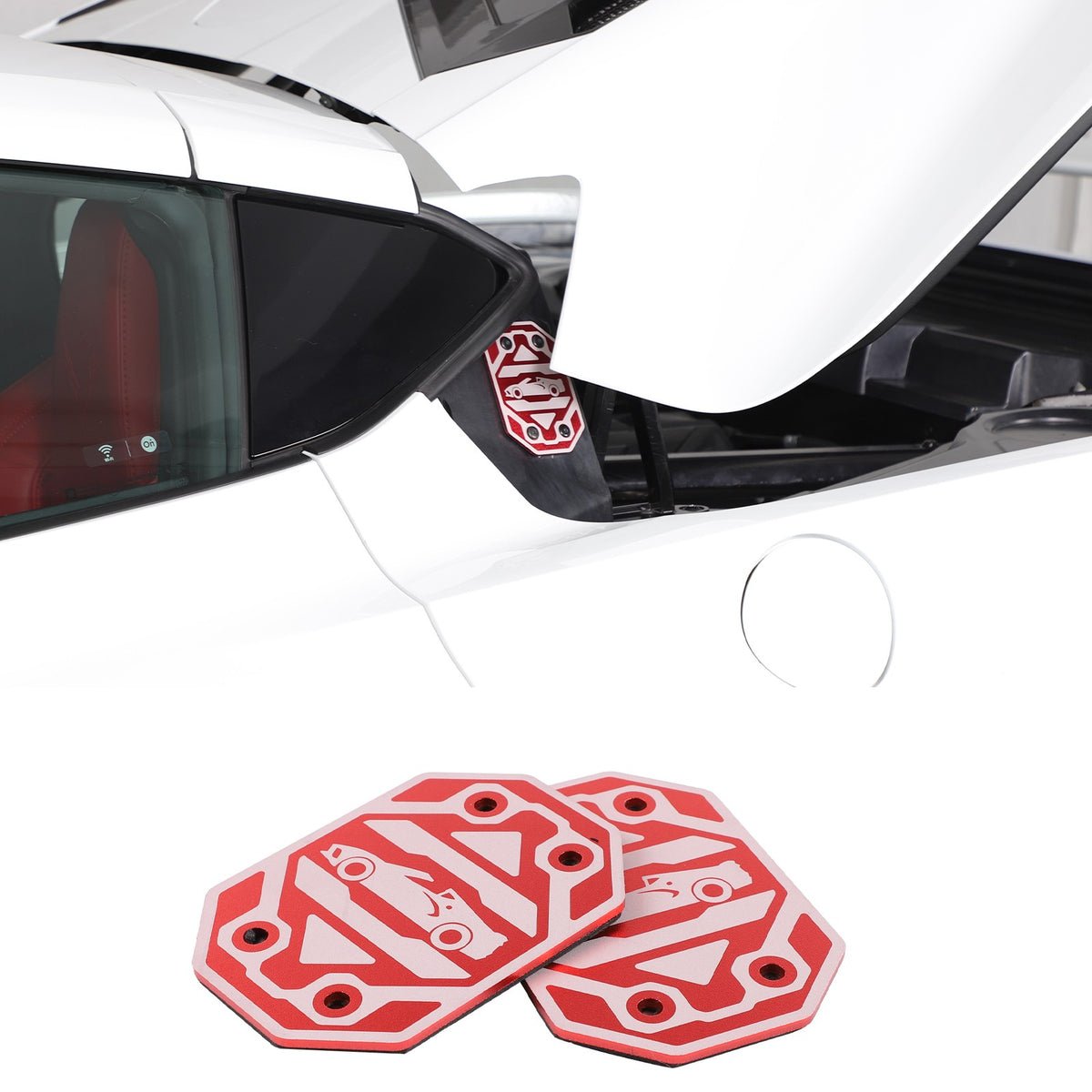 Replacement Red Aluminum Rear Quarter Window Emblem Badge For Corvette C8 20+ US 22