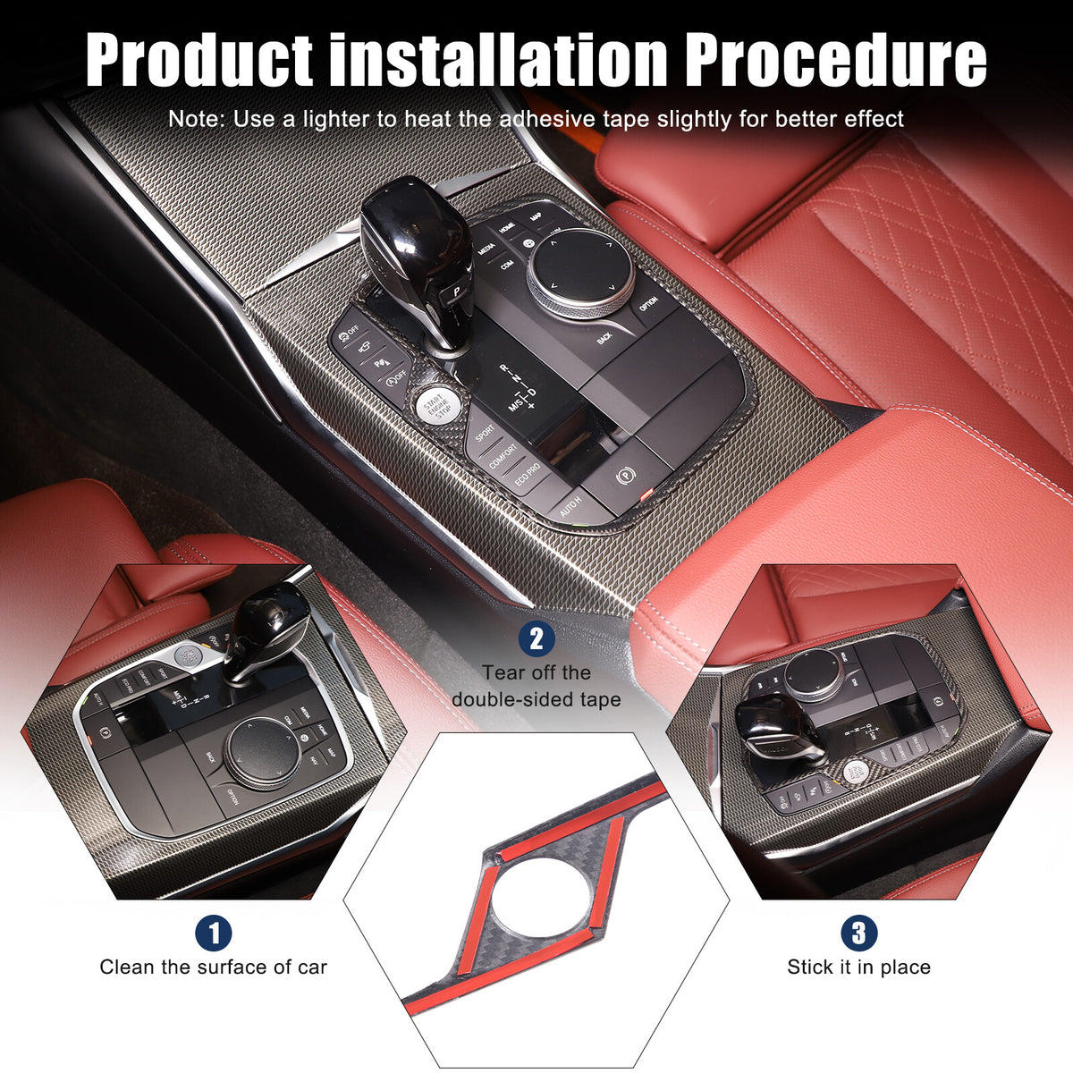 Dry Carbon Fiber Conosle Gear Shift Trim Frame Fits BMW X5 X6 X7 XM 2019-2023 US 18