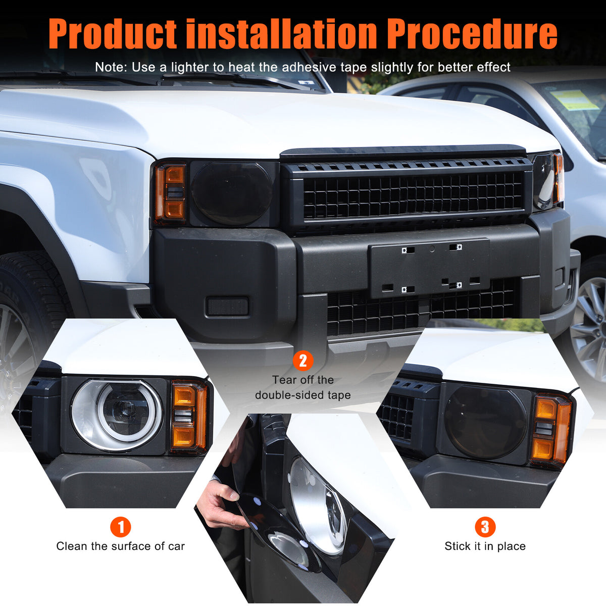 Black Smoked Front Headlight Lens Cover For Toyota Land Cruiser LC250 24+ US 12