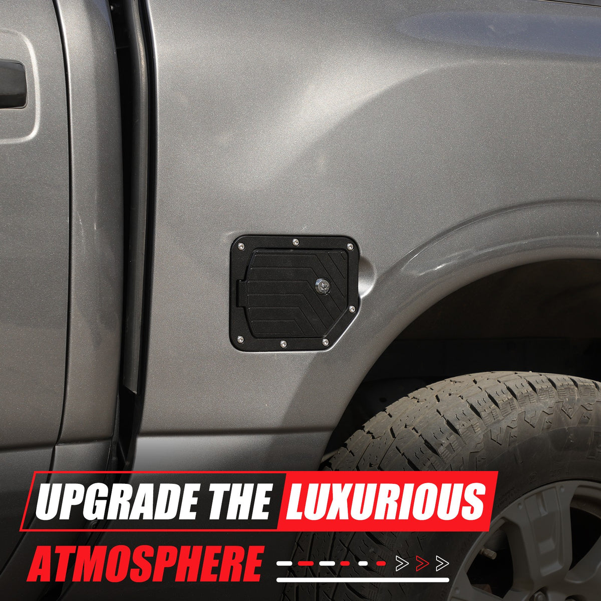 Black Aluminum Door Fuel Tank Cover W/ Lock Gas Cap Trim For Nissan Titan 16-23 20