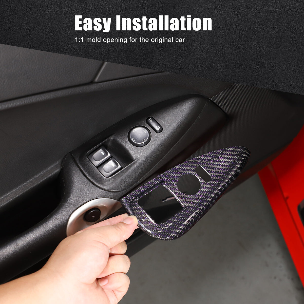 Real Carbon Fiber Window Lift Switch Button Trim Frame For Corvette C6 2005-2013 9