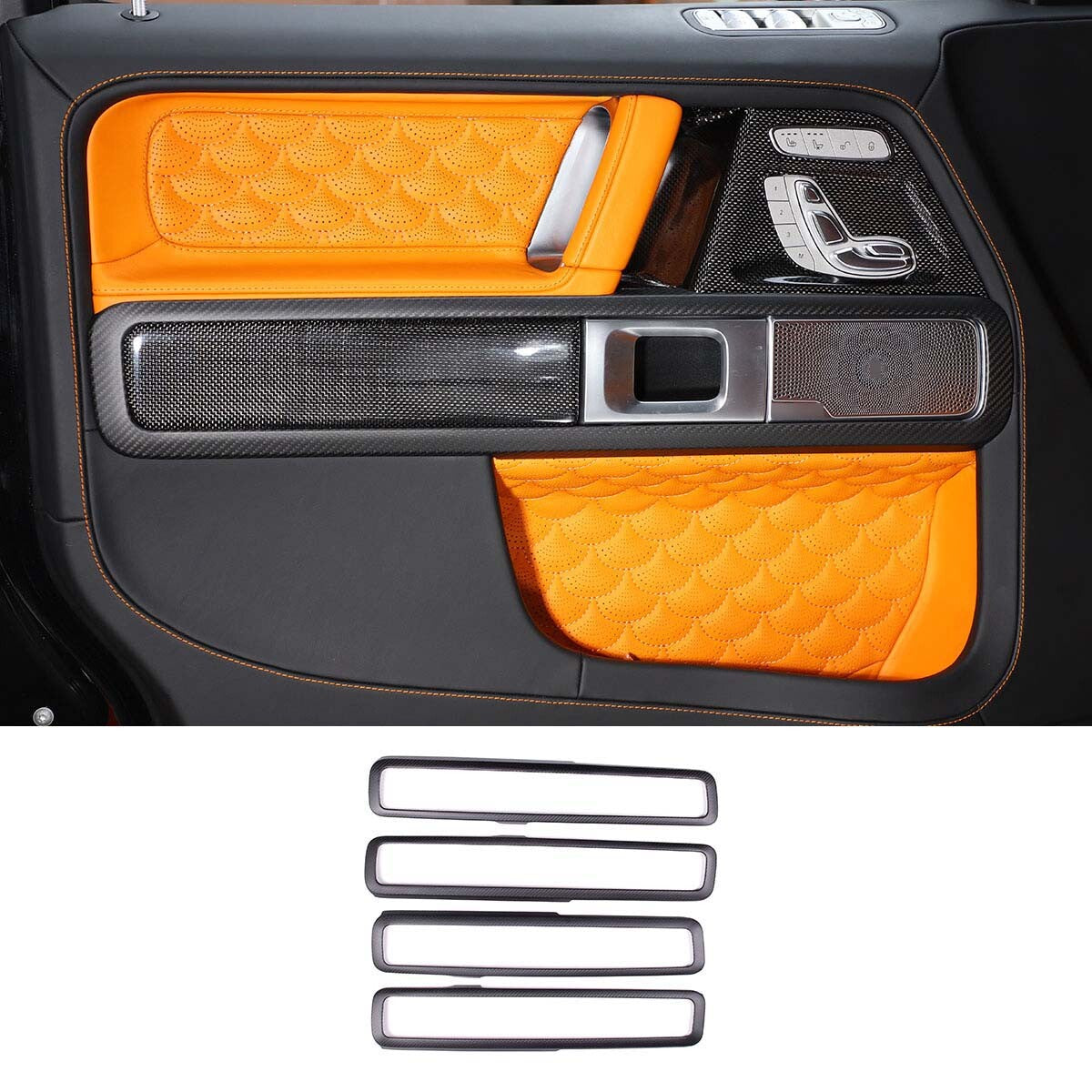 Matte Black Interior Inner Door Frame Cover Trim For Mercedes Benz G Class 19-20 5