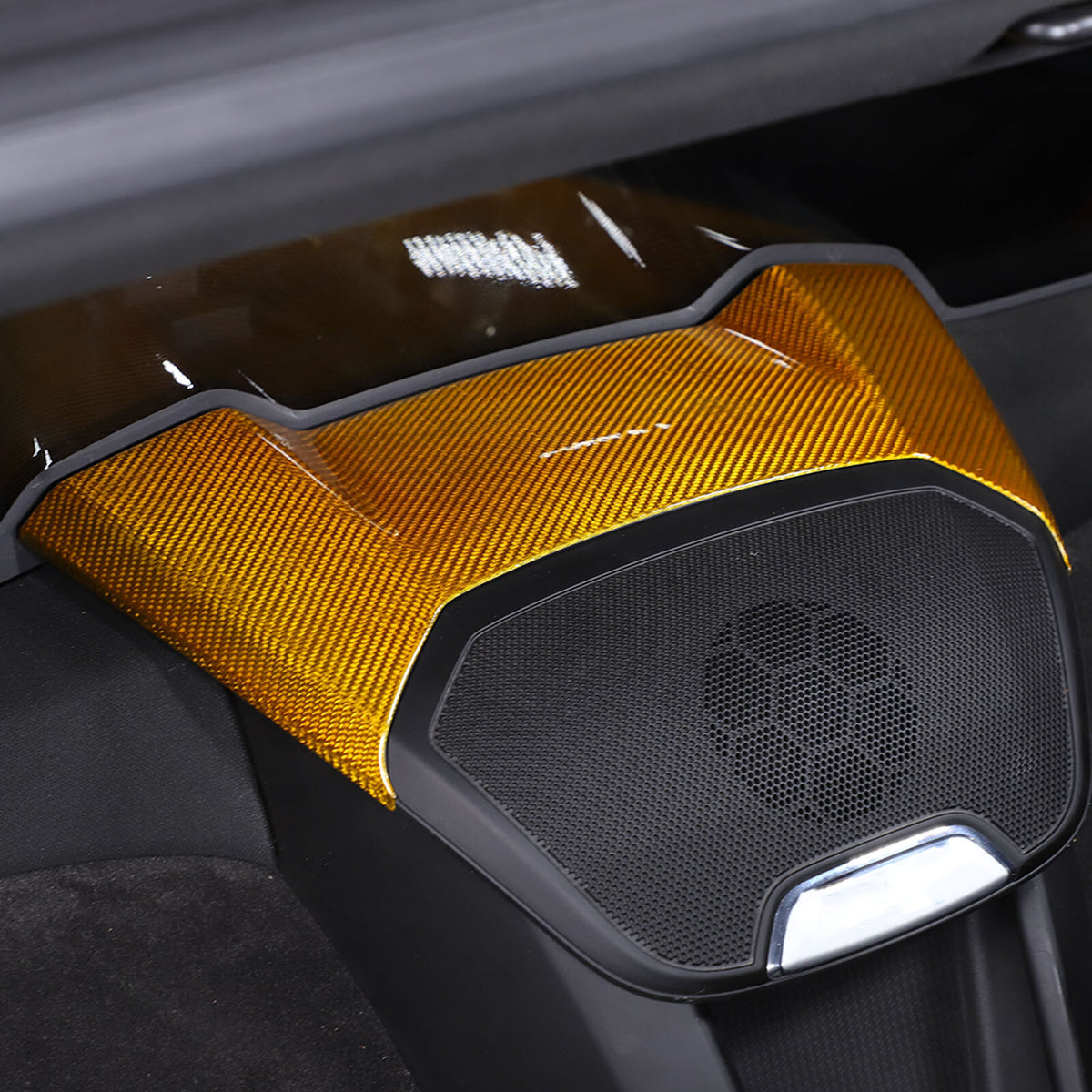 Yellow Carbon Fiber Rear Speaker Top Upper Cover Trim For Corvette C8 Coupe 2026 16