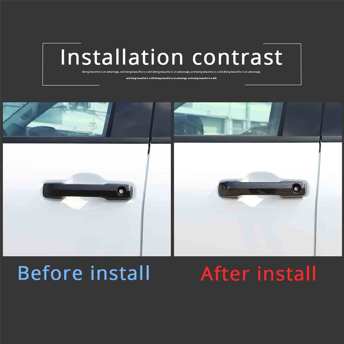 Carbon fiber Side Mirror+Door Handle Covers Molding Trim for Toyota Tundra 22-26 7