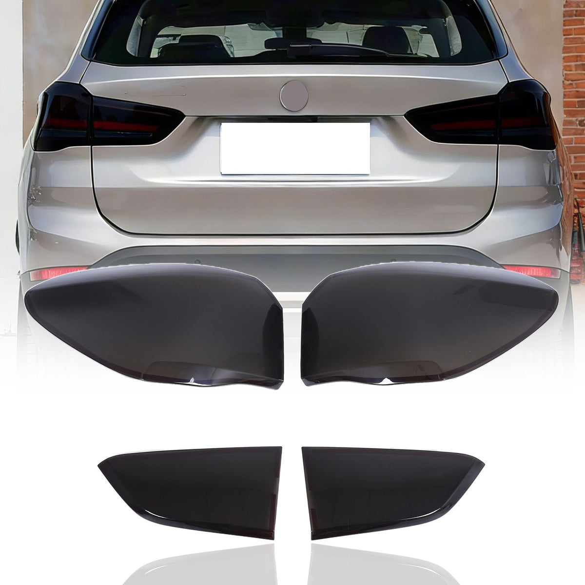 Smoked Black Rear Tail Light Guard Decor Cover Trim Bezel For BMW X1 F48 2020-22 1