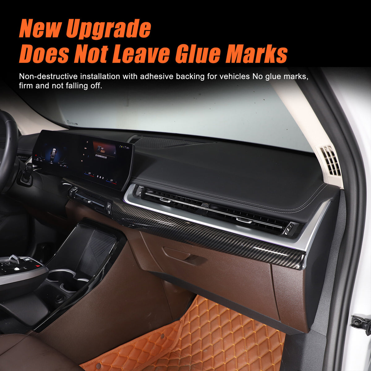 ABS Carbon fiber Interior Dashboard Cover Strip Trim Cover For BMW X1 2023-2025 16
