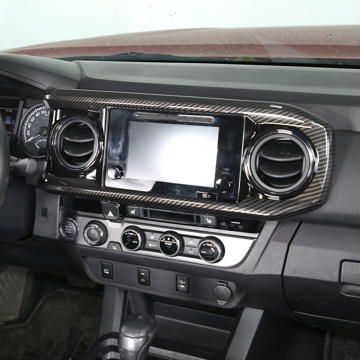 ABS Carbon Dashboard U Shape Air Vent Outlet Cover trim For Toyota Tacoma 16-23 1