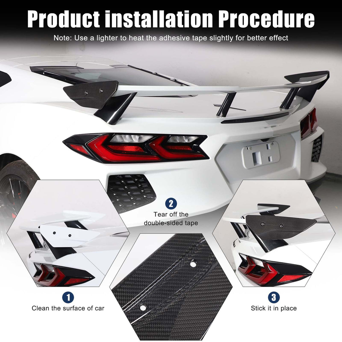 Real Carbon Fiber Replacement Rear Tail Trunk Lid Cover For Corvette C8 20+ US 9