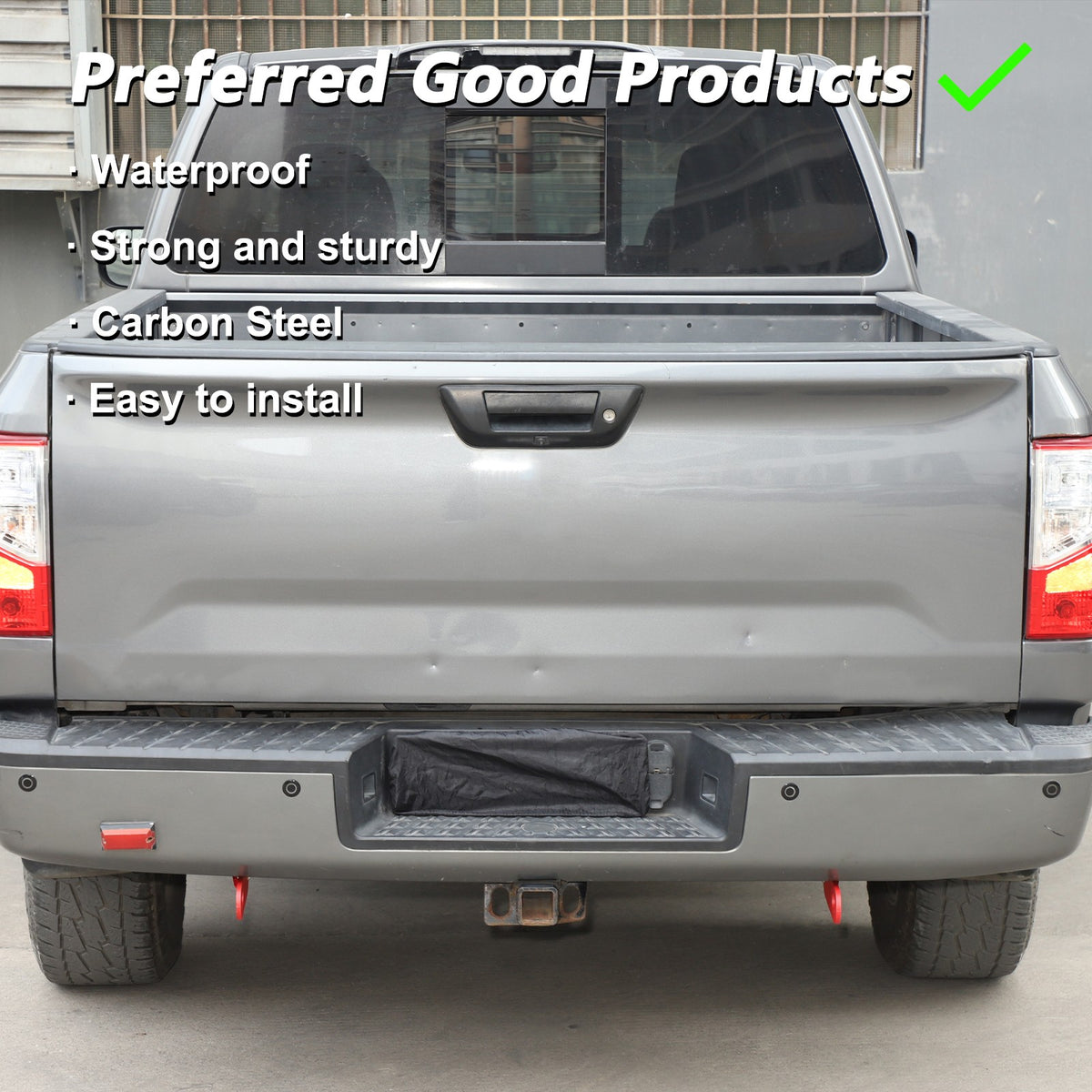 Red Steel Rear Bumper Left & Right Tow Hook Rescue For Nissan Titan 2016-23 16