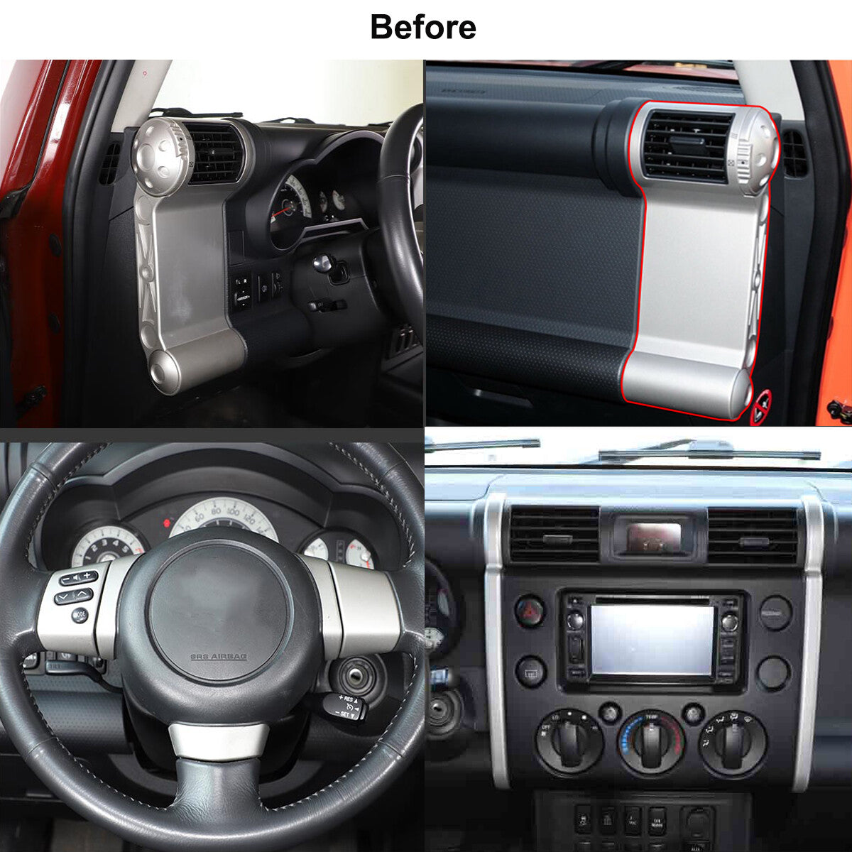 Matte Black Center Console Button Trim Cover Set For Toyota FJ Cruiser 2007-21 2
