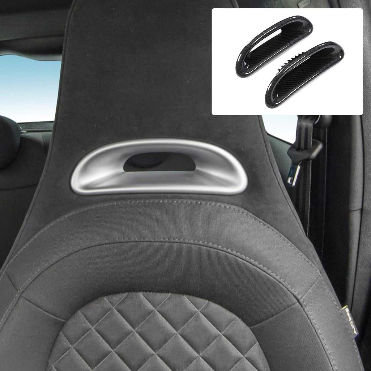 Real Carbon Fiber Front Rear Seat Back Trim For Fiat 500 Abarth 595 2016-2024 23