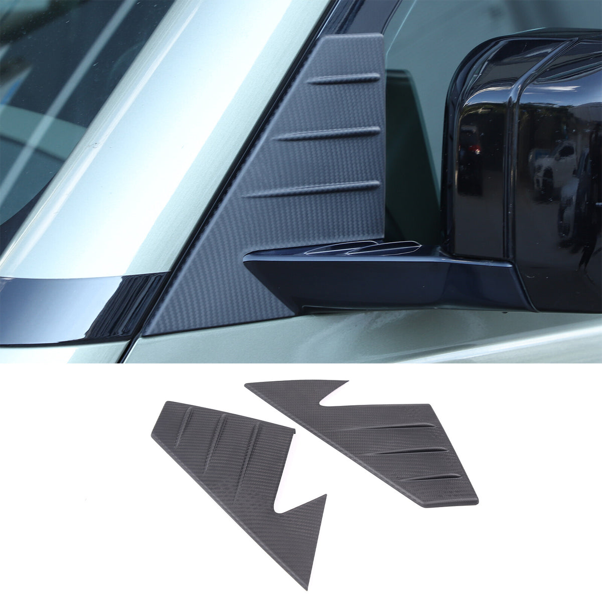 Matte Real Carbon Fiber Window Triangle A-Pillar Cover For LR Defender 2020-24 7