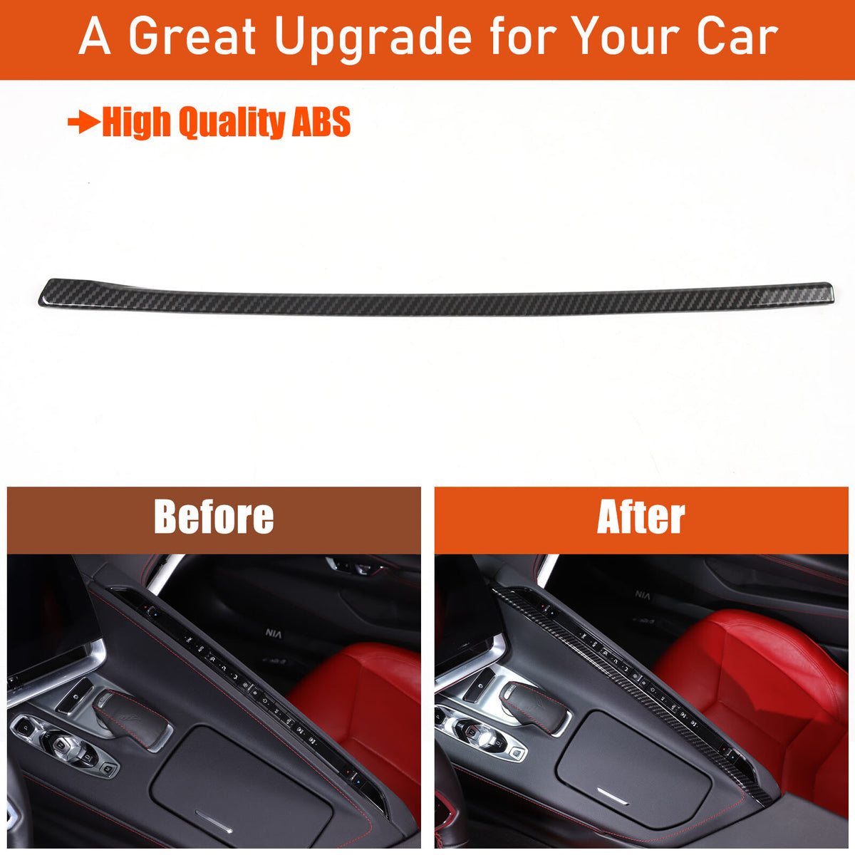 ABS Carbon Fiber Center A/C Button Left Side Strip Trim Cover For Corvette C8 16