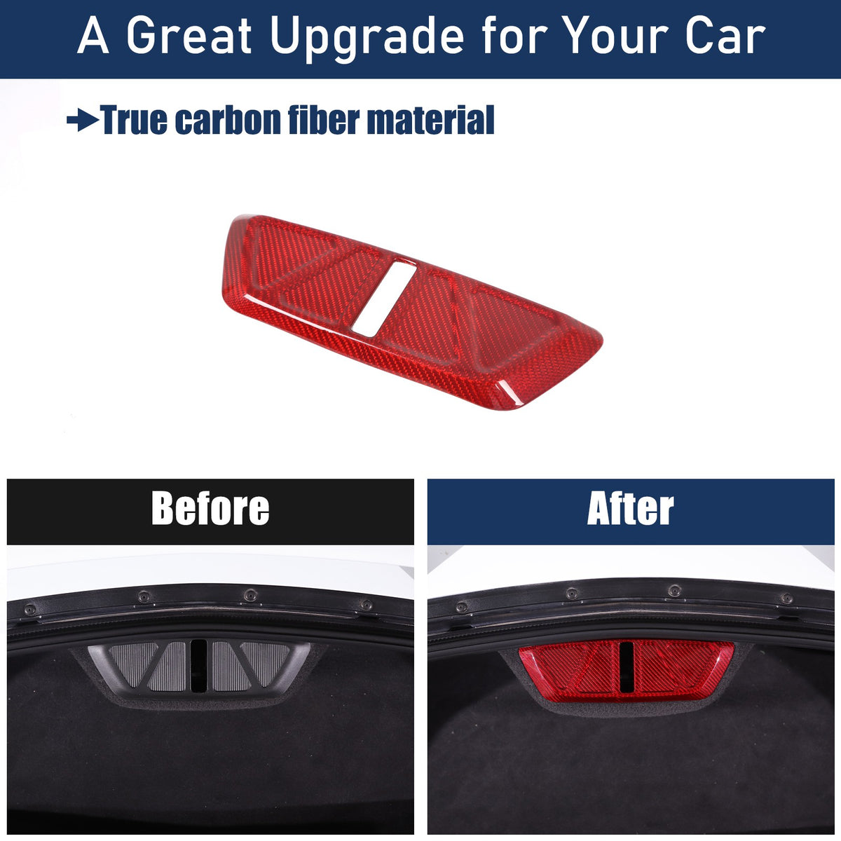 Red Real Carbon Fiber Trunk Latch Base Cover Trim For Corvette C8 2020+ 22
